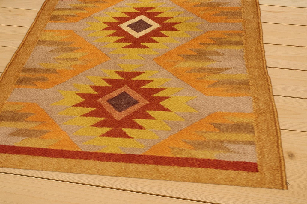Boho Kilim Wool Rug Runner | Handwoven Tribal Carpet | 2x4 Rustic Entryway Rug | Geometric Flatweave Decor | Southwest Home Aesthetic