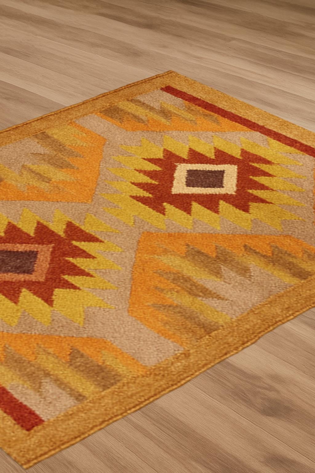 Boho Kilim Wool Rug Runner | Handwoven Tribal Carpet | 2x4 Rustic Entryway Rug | Geometric Flatweave Decor | Southwest Home Aesthetic