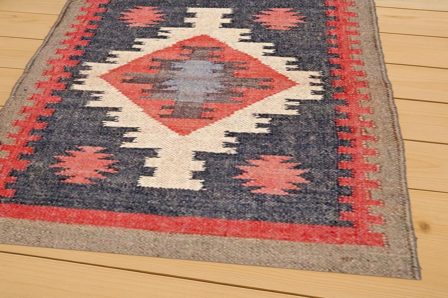 Handwoven Wool Jute Rug | Boho Kilim Area Rug for Living Room | Vintage Style Carpet | Rustic Farmhouse Decor | 3x5 Handmade Rug