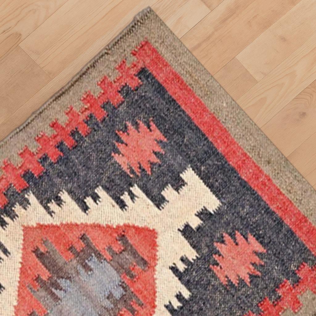 Handwoven Wool Jute Rug | Boho Kilim Area Rug for Living Room | Vintage Style Carpet | Rustic Farmhouse Decor | 3x5 Handmade Rug