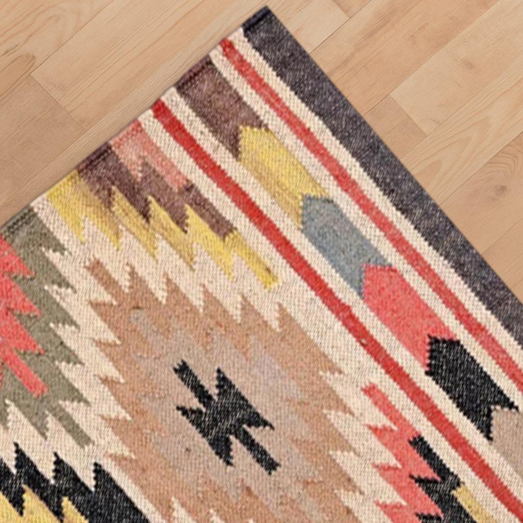 Wool and Jute Rug multi Color, Handmade Kilim Dhurrie Rug, Indian Dhurrie Rug, Navajo Kilim Rug, Custom Rug, Flatweave Rug, Bohemian Rug
