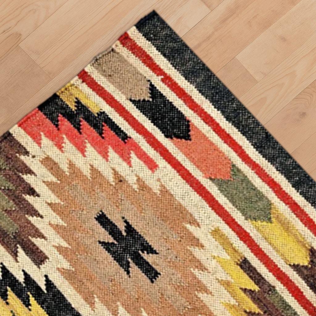 Handmade Large Kilim Rug, Handwoven, Wool and Jute Rug Handmade, Kilim Dhurrie Rug, Motifs, Traditional Indian jute Area rug Oriental