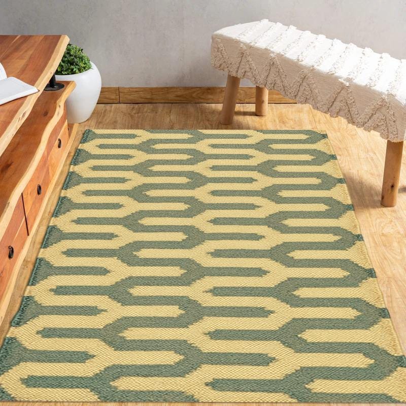 Modern Wool Jute Kilim Rug, Handwoven Minimalist Rug, Scandinavian Style Flatweave Rug, Neutral Handmade Rug for Living Room Hallway Decor