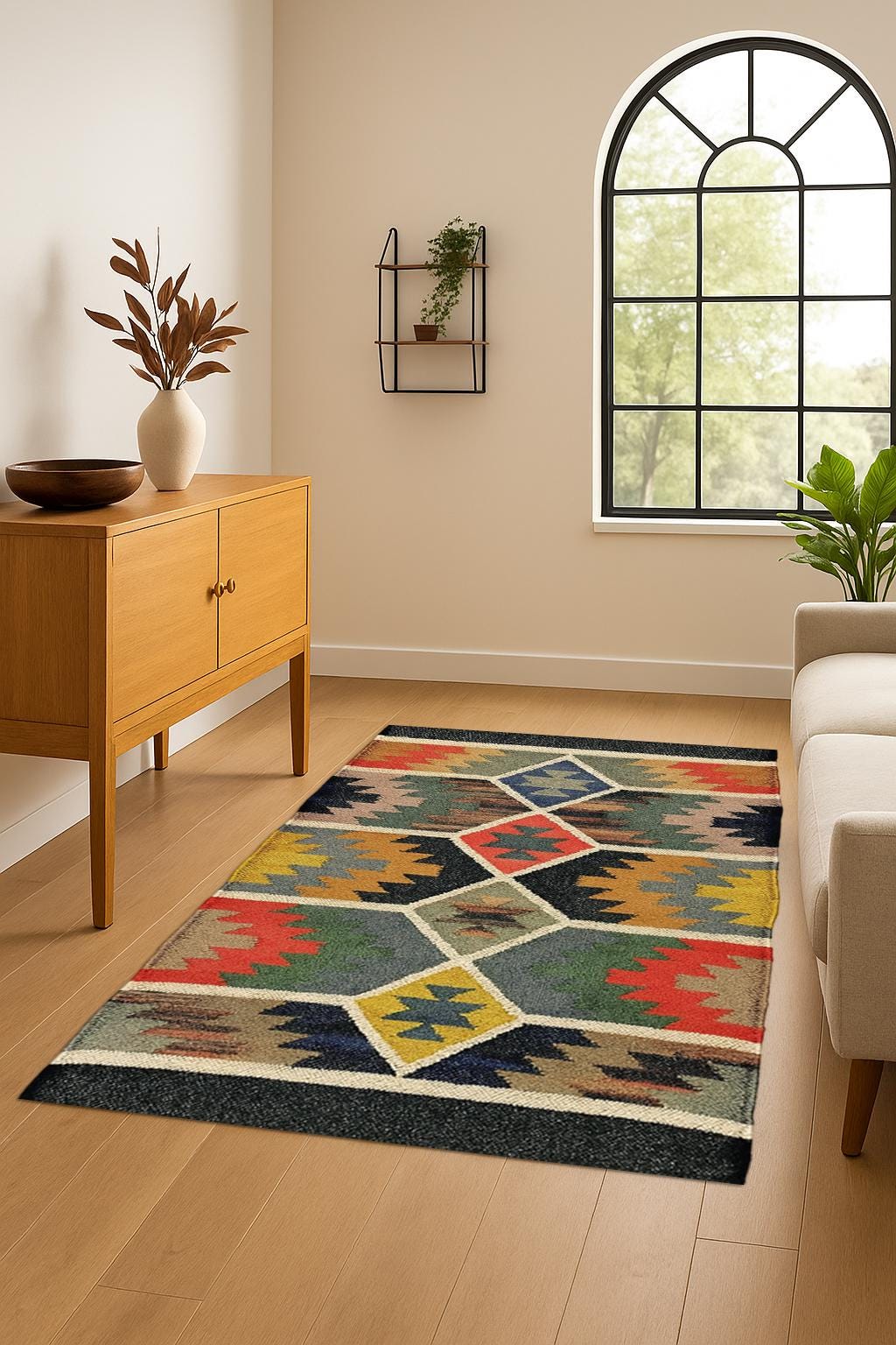 Traditional Handwoven, Kilim Rug, Wool and Jute Rug Handmade, Kilim Dhurrie Rug, Vintage Room Gifts, Kilim Rug