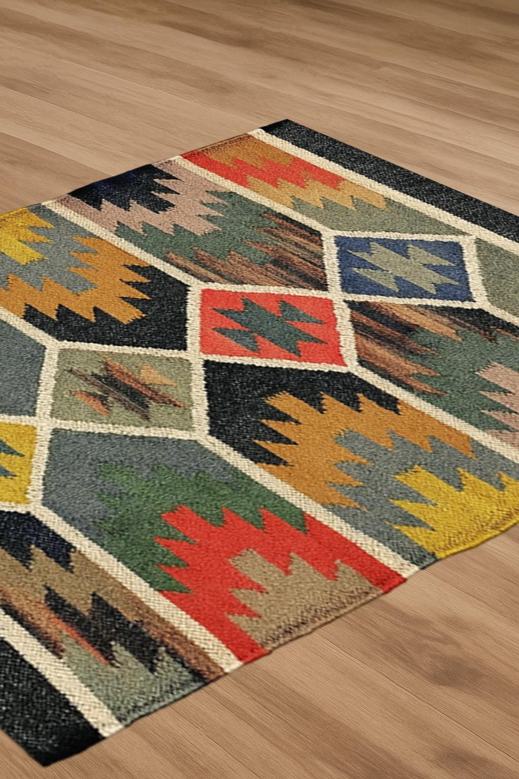 Traditional Handwoven, Kilim Rug, Wool and Jute Rug Handmade, Kilim Dhurrie Rug, Vintage Room Gifts, Kilim Rug