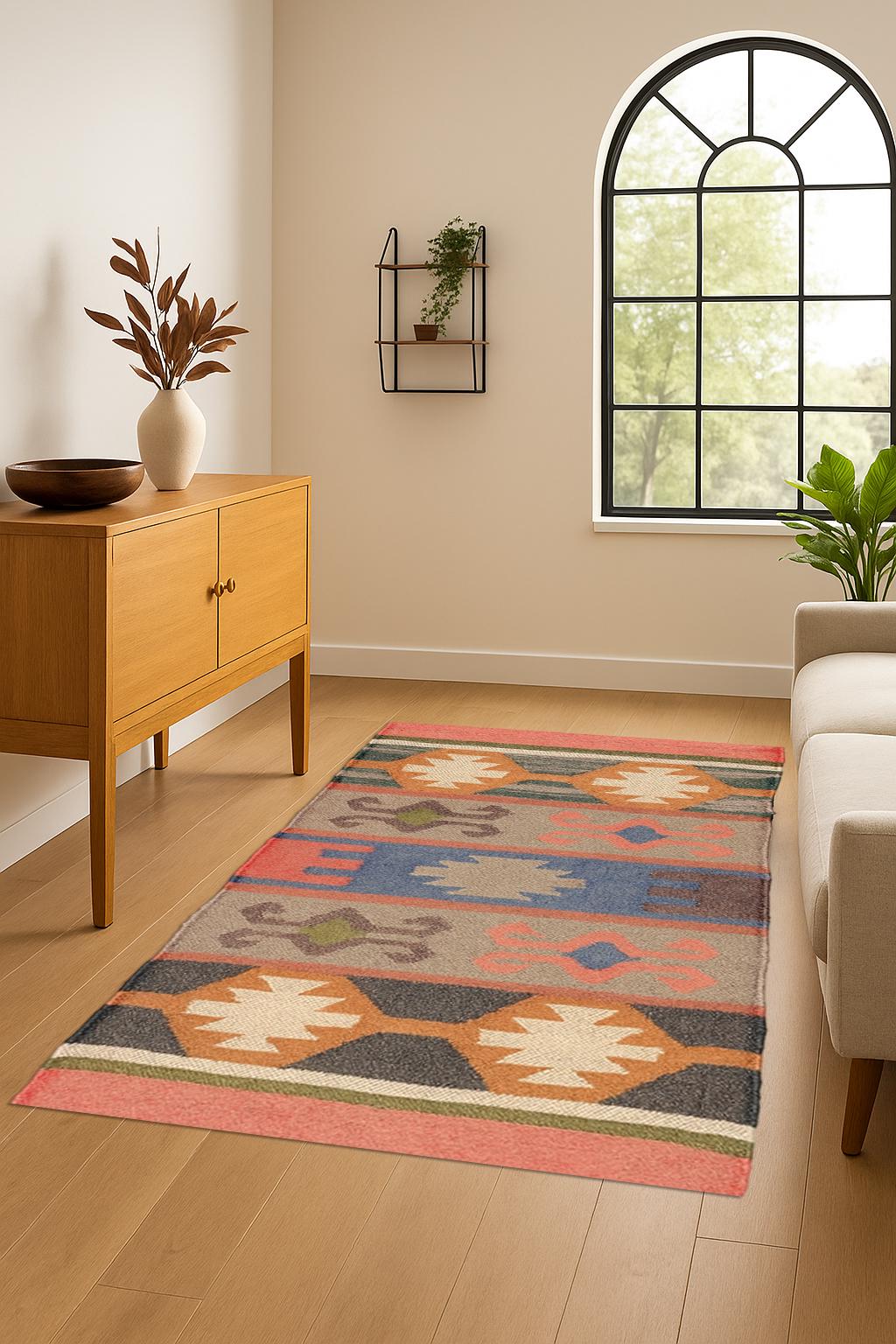 New Handmade rug, 5x8 6x9 , Wool Jute Rugs, Jute Carpet, Bohemian Killim, Doormat Indoor Outdoor,  Living Room Rugs, Navajo Decor