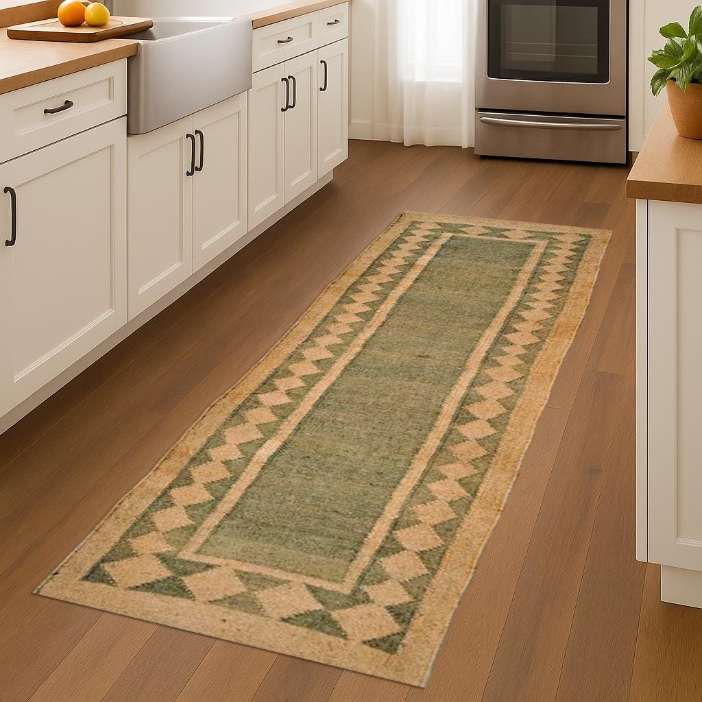 Handwoven Wool Jute Runner – Natural Boho Hallway Rug – Farmhouse Table Runner – Eco-Friendly Rustic Decor