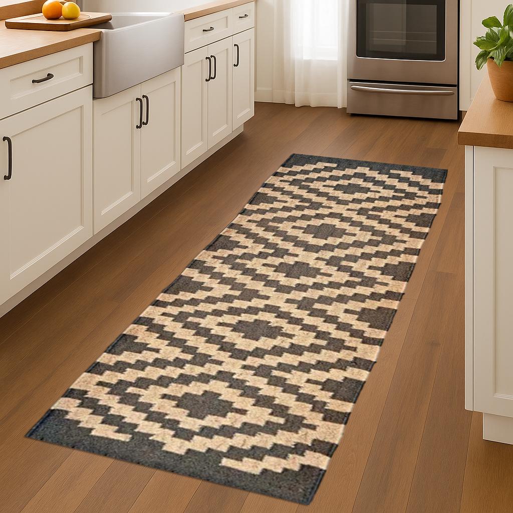Handmade Wool Jute Runner Rug | Natural Hallway Runner | Farmhouse Boho Entryway Rug | Eco-Friendly Long Rug | Custom Size Runner