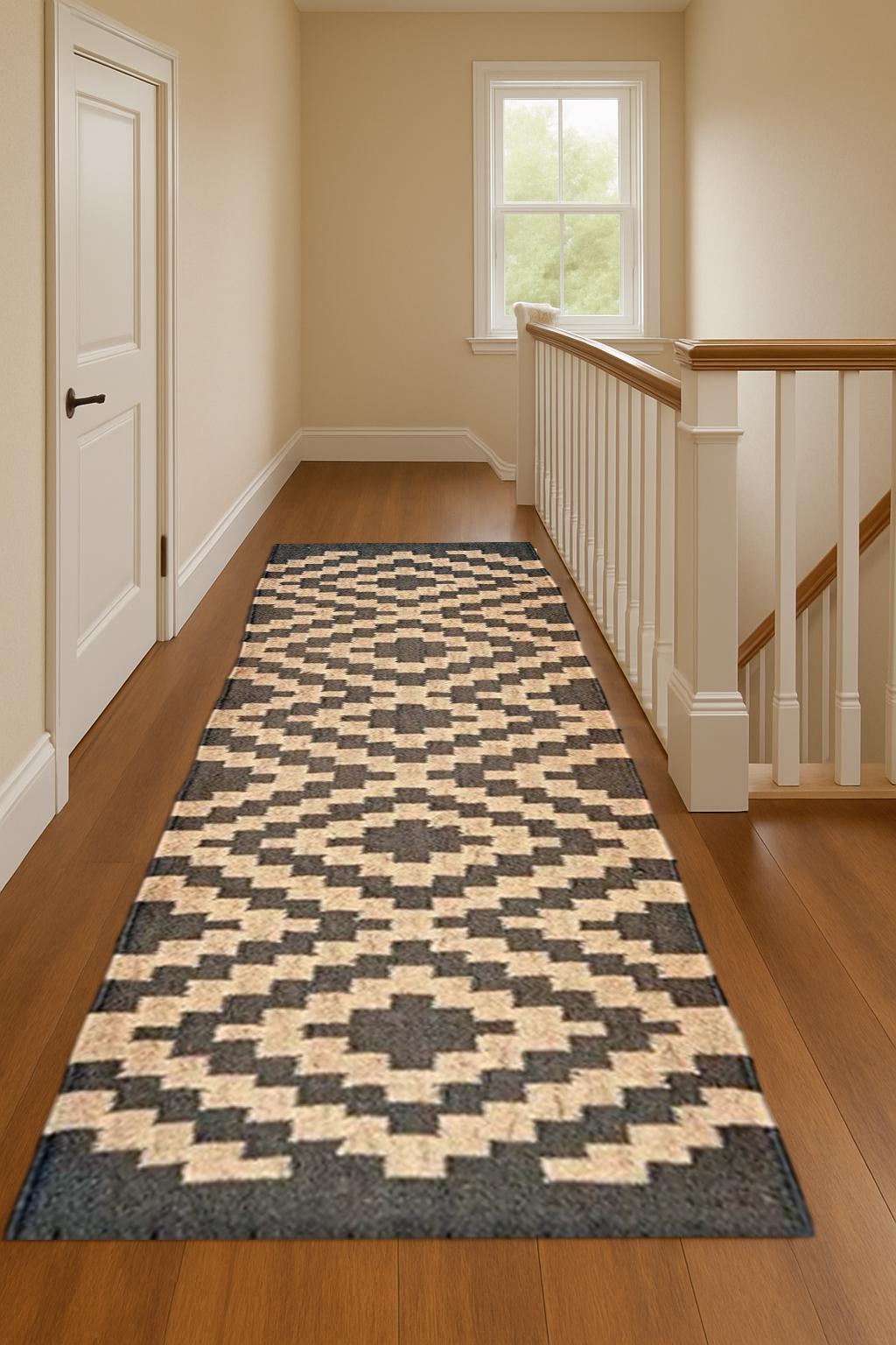 Handmade Wool Jute Runner Rug | Natural Hallway Runner | Farmhouse Boho Entryway Rug | Eco-Friendly Long Rug | Custom Size Runner