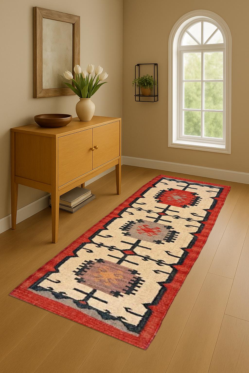 Farmhouse Wool Jute Hallway Runner | Handmade Natural Rug | Long Boho Runner | Eco-Friendly Area Rug | Custom Order