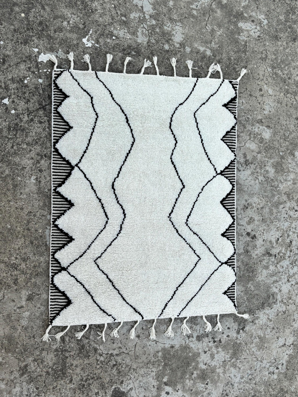 Moroccan Rug, Custom Size Beni Ourain Rug, Handmade Berber Carpet, White and black Wool Rug,  Luxury Moroccan Rug