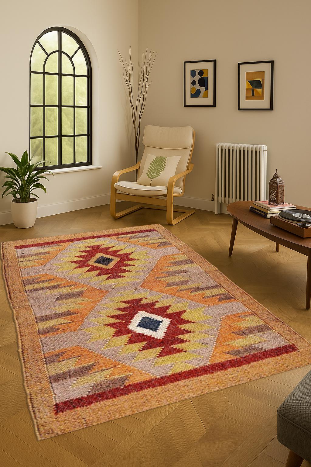 Handmade Vintage Turkish Kilim, Southwestern Navajo Wool Jute Area Kilim – Moroccan Flatweave, Pastel Kilim Rug, Custom Rug 5x7 Feet