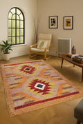 Handmade Vintage Turkish Kilim, Southwestern Navajo Wool Jute Area Kilim – Moroccan Flatweave, Pastel Kilim Rug, Custom Rug 5x7 Feet