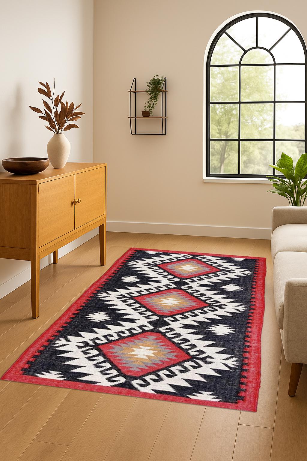 Handmade Jute Kilim Area Rug: Bohemian Oriental Style | Traditional Kilim Rug for Bedroom, Living Room, Dining Room, Kids Room