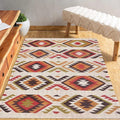 Large Kilim Rug, Handwoven, Kilim Dhurrie Rug, Motifs, Oriental, Handmade Wool Jute Kilim Rug