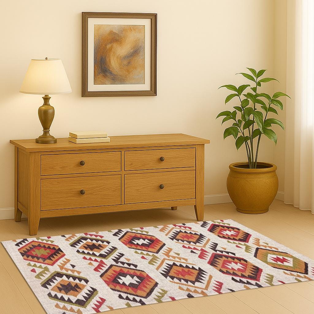 Large Kilim Rug, Handwoven, Kilim Dhurrie Rug, Motifs, Oriental, Handmade Wool Jute Kilim Rug
