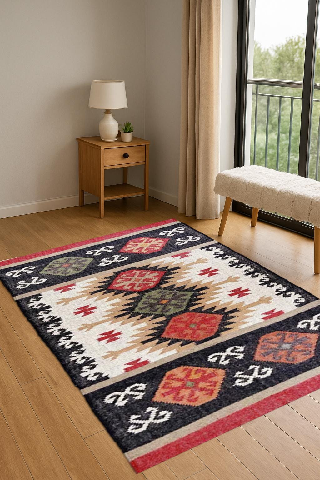 Natural Jute Kilim Rug – Handmade Neutral Toned Area Rug