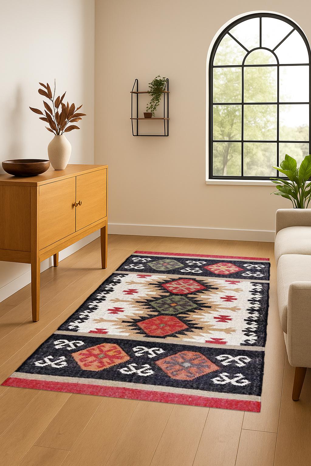 Natural Jute Kilim Rug – Handmade Neutral Toned Area Rug