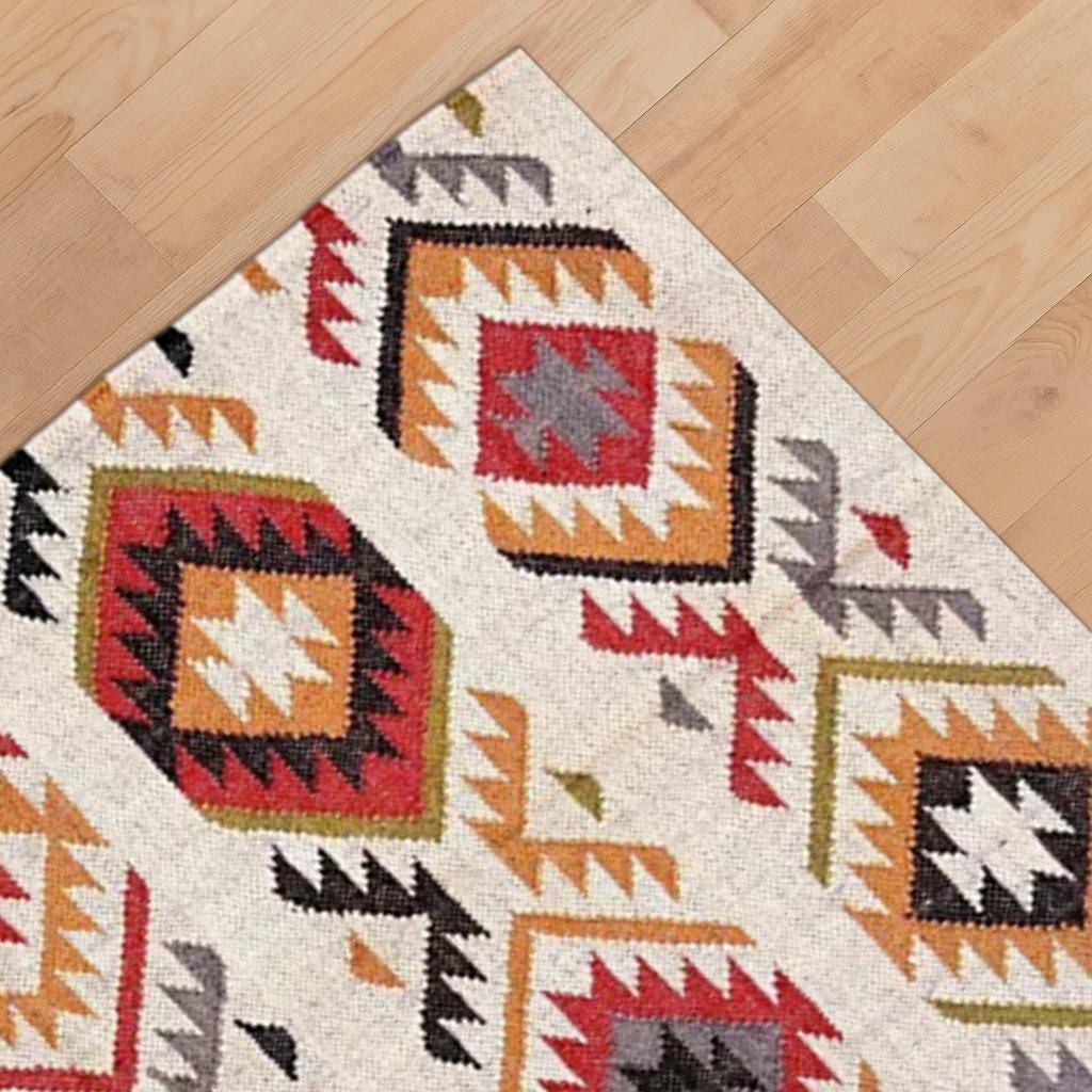 Turkish Kilim Flatweave Rug – Authentic Vintage Decor Piece | Bohemian Wool Carpet | Traditional Indian Jute Area Rug | Custom Size Area Rug