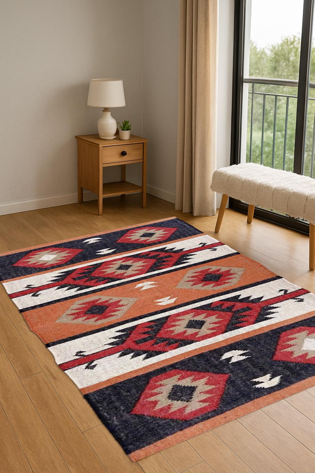 Handwoven Jute Kilim Rug – Natural Boho Flatweave Decor for Living Room | Rustic Farmhouse Home Decor |  Boho Decor Rug | Southwestern Rug