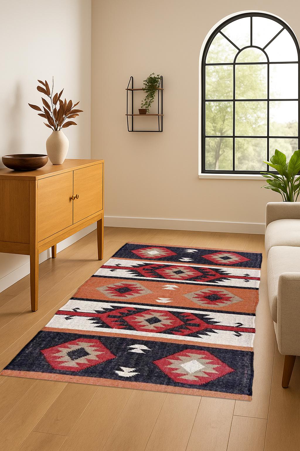 Handwoven Jute Kilim Rug – Natural Boho Flatweave Decor for Living Room | Rustic Farmhouse Home Decor |  Boho Decor Rug | Southwestern Rug
