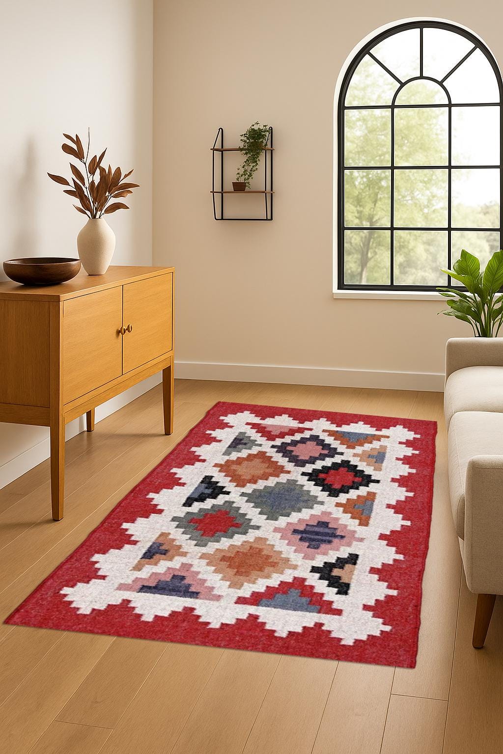 Flatweave Jute Kilim Rug – Natural Fiber Handmade Carpet for Modern Farmhouse Interiors | Runner for Hallway or Kitchen | Warm Tone Decor