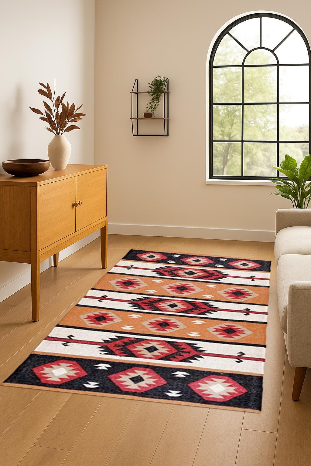 Organic Jute Kilim Area Rug – Minimalist Flatweave Carpet for Neutral Home Styling | Vintage Kilim Rug | Christmas Decor | Rustic Rug