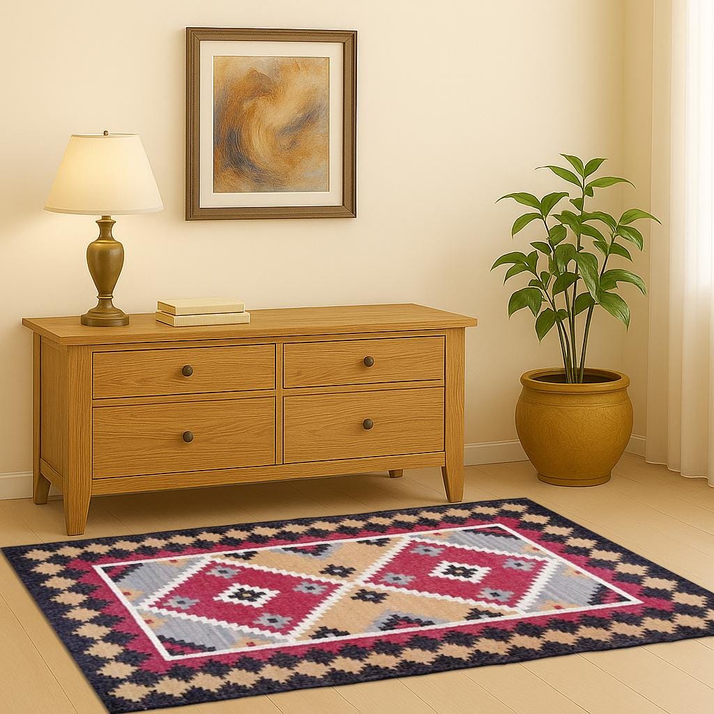 Artisanal Handwoven Jute Kilim Rug | Bohemian Natural Decor  | Durable Handwoven Area Rug | Natural Decor Carpet | Eco-Friendly Jute Rug