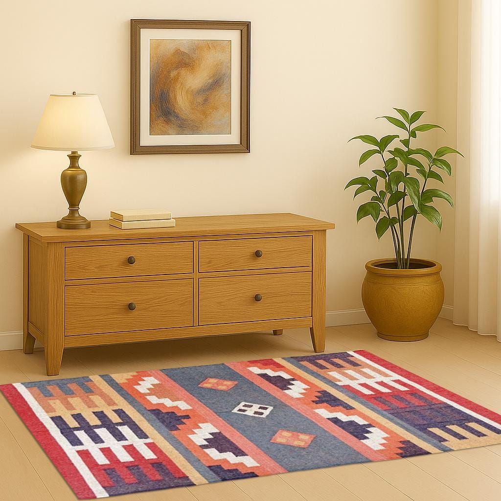 Heritage Handwoven Hemp Jute Rug – Rustic Boho Dhurrie Carpet | Eco-Friendly Handloom Flatweave | Rustic Jute Rug | Living Room Rug