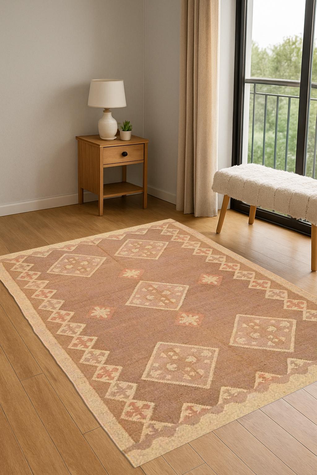 Sustainable Hemp & Jute Rug – Handwoven Dhurrie, Natural Fiber Flatweave | Boho Home Decor | Decorative Floor Rug | Dhurrie for Living Room