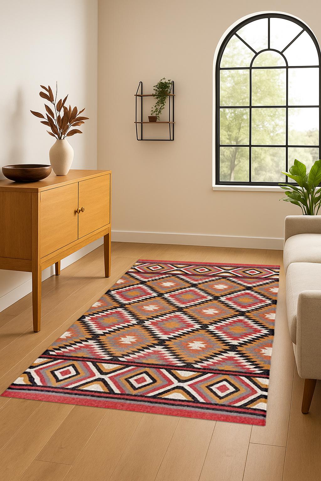 Boho Hemp Dhurrie Rug – Handwoven Natural Jute & Hemp Flatweave for Living Room | Farmhouse Rug | Minimalist Natural Rug | Jute Dhurrie Rug