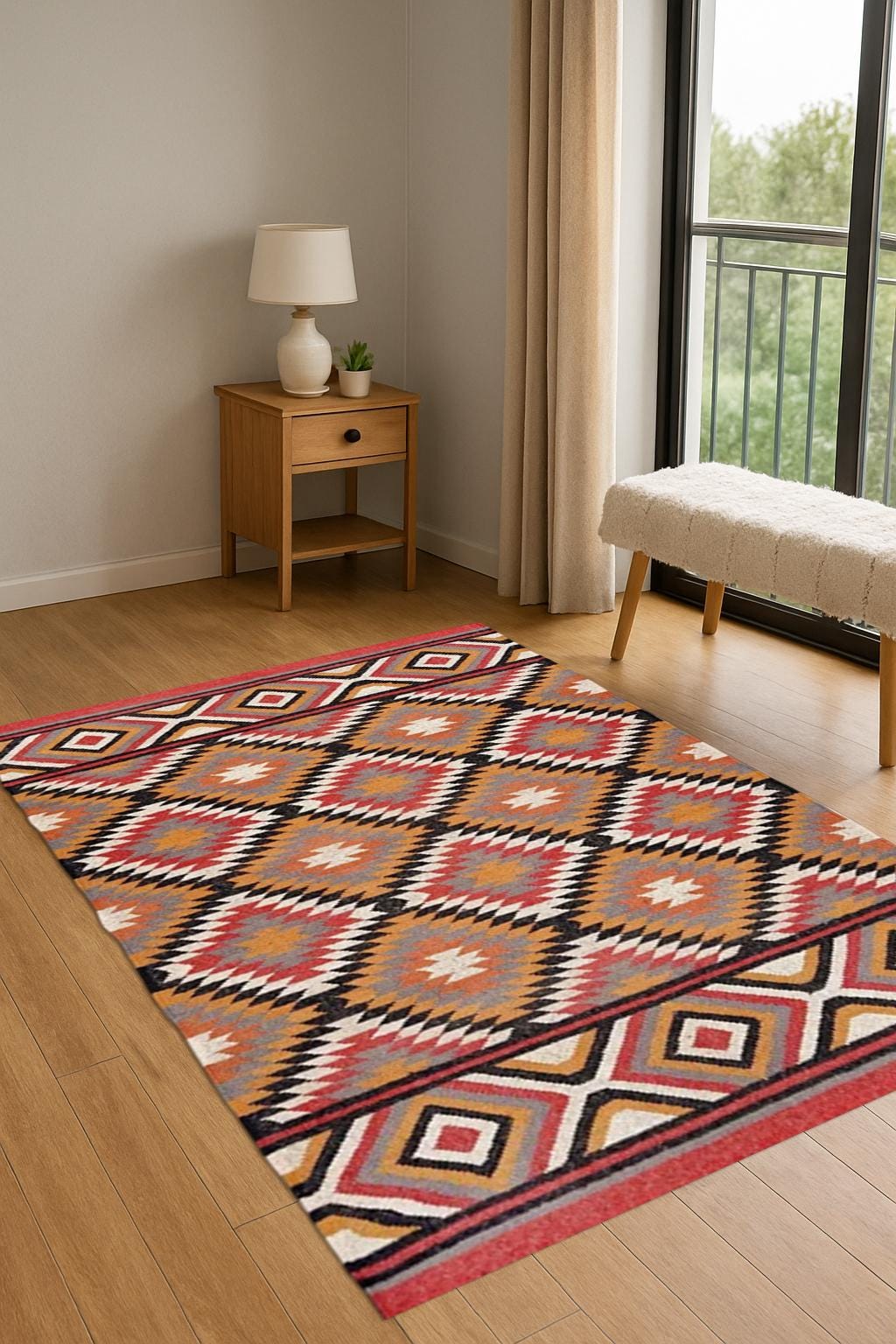 Boho Hemp Dhurrie Rug – Handwoven Natural Jute & Hemp Flatweave for Living Room | Farmhouse Rug | Minimalist Natural Rug | Jute Dhurrie Rug