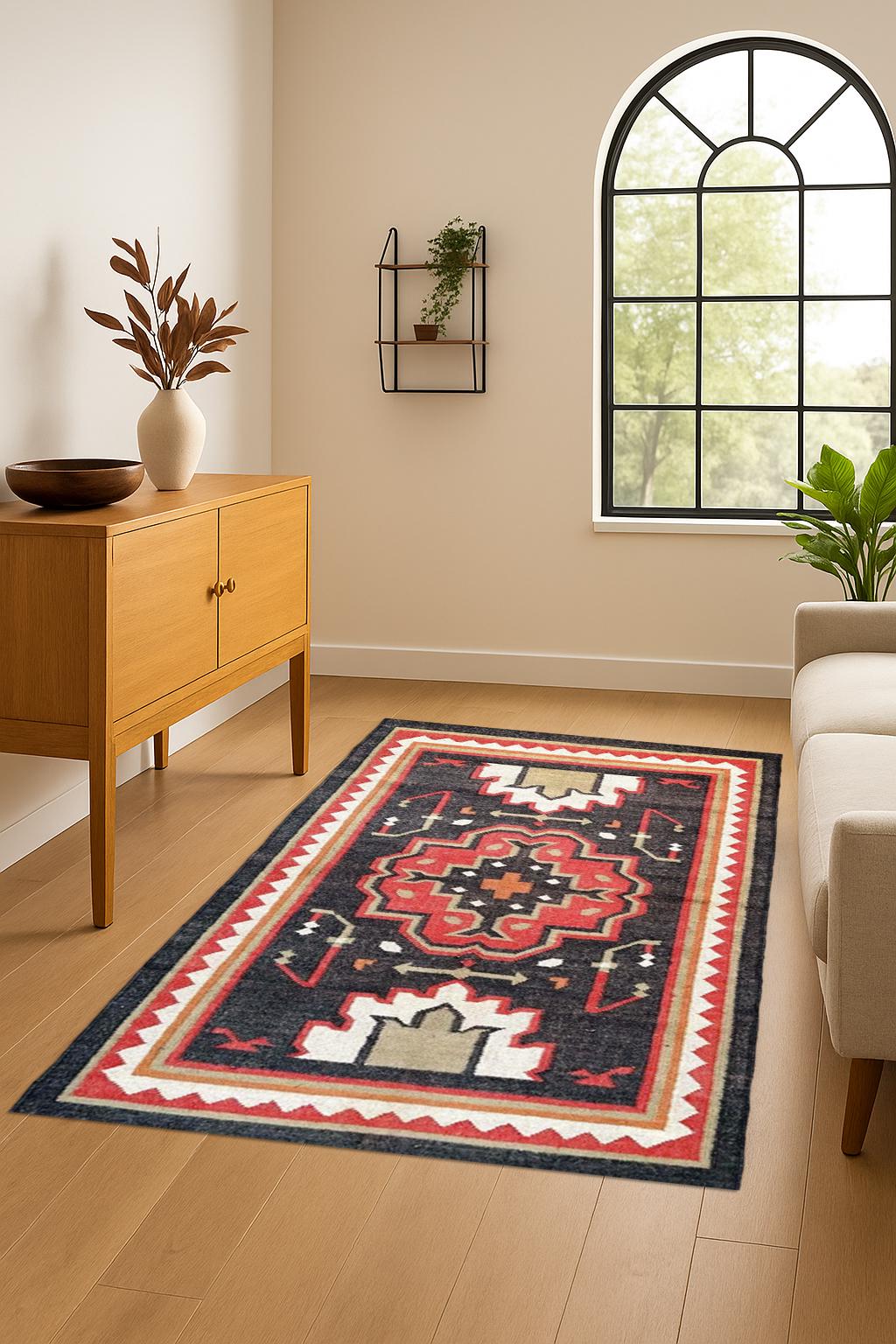 Handwoven Hemp Dhurrie Rug for Living Room | Jute Braided Rug | Vintage Kilim Rug | Indian Jute Rug | Traditional Indian Jute Area Rug