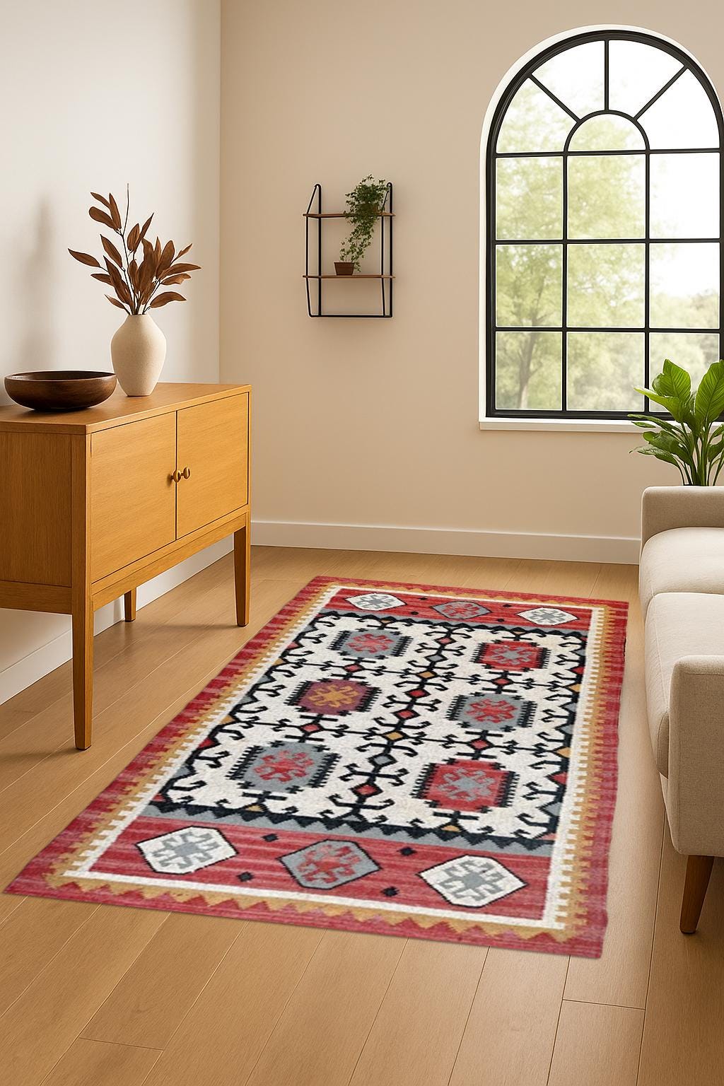 Natural Fiber Multicolor Jute Kilim Rug | Eco Handmade Boho Carpet | Jute Area Runner | Eco Friendly Rug | Large Area Rug