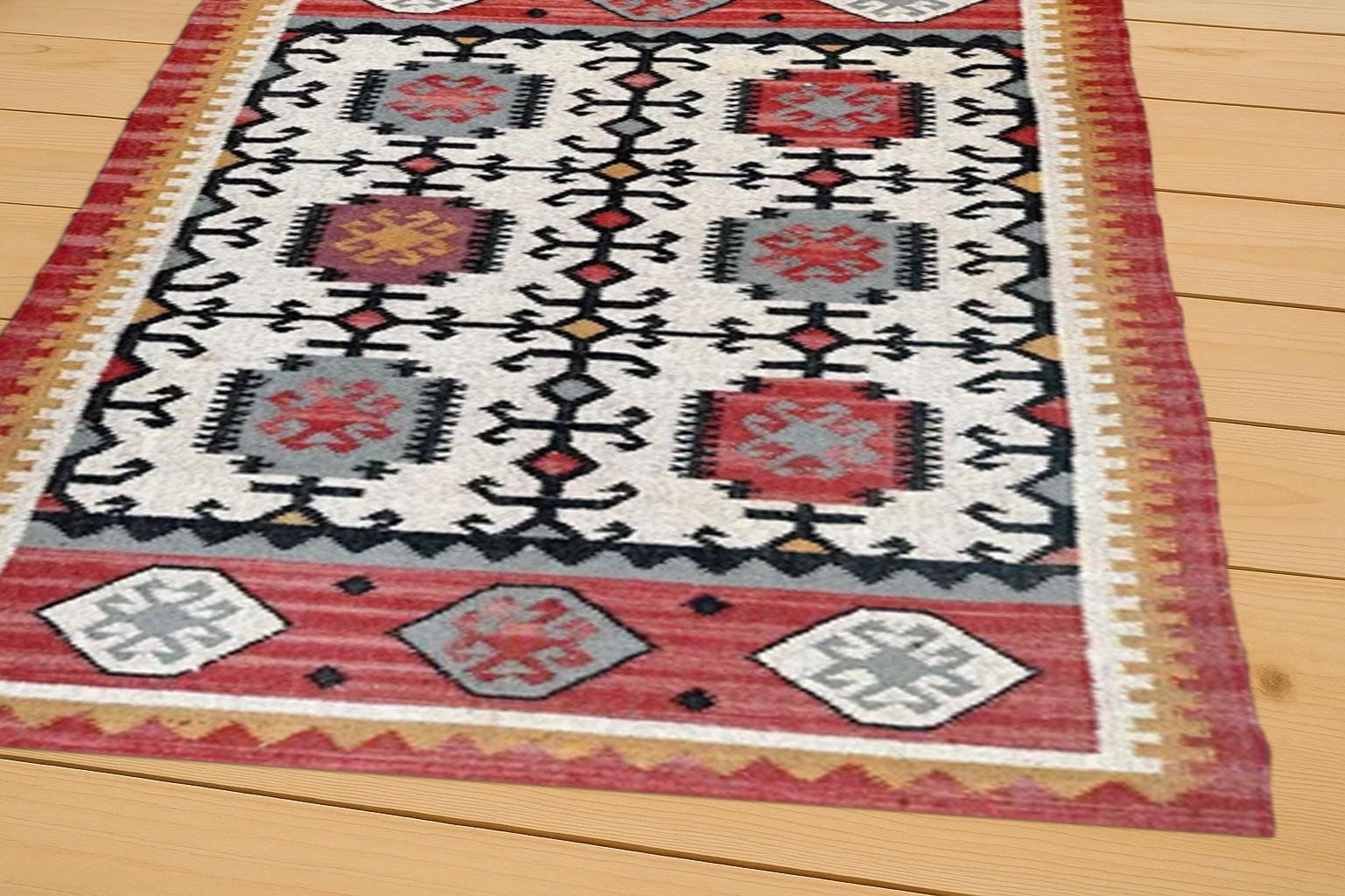 Natural Fiber Multicolor Jute Kilim Rug | Eco Handmade Boho Carpet | Jute Area Runner | Eco Friendly Rug | Large Area Rug