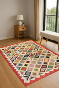 Boho Multicolor Jute Kilim Rug | Artisan Flatweave | Eco Natural Fiber Carpet | Flatweave Jute Rug | Natural Woven Rug | Farmhouse Jute Rug