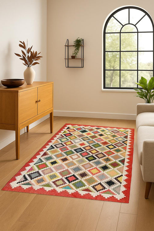 Boho Multicolor Jute Kilim Rug | Artisan Flatweave | Eco Natural Fiber Carpet | Flatweave Jute Rug | Natural Woven Rug | Farmhouse Jute Rug
