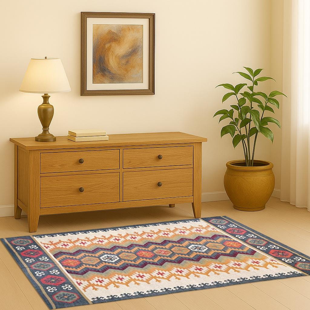 New Modern Geometric Patterned Hand Knotted Turkish Rug | Bedroom Rug | Kids Rug, Bohemian Rug | Washable Rug | Nursery Rug |  Custom Rug
