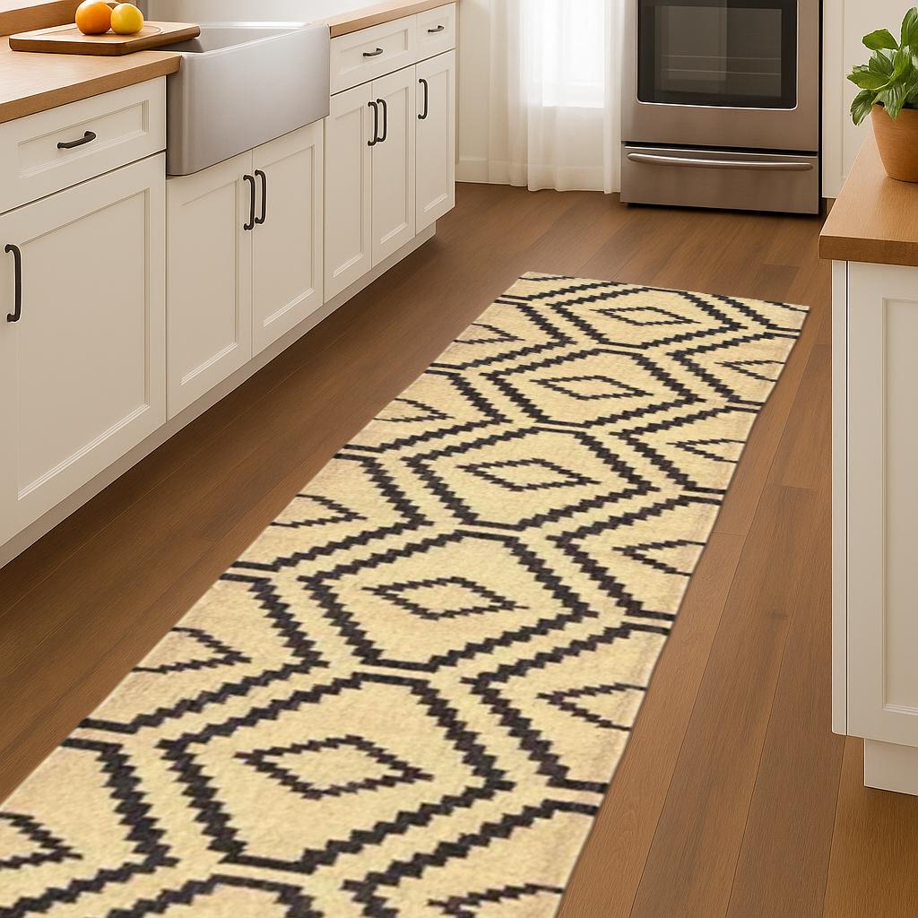 Boho Jute Kilim Area Rug/Runner – Handmade Tribal Pattern Carpet