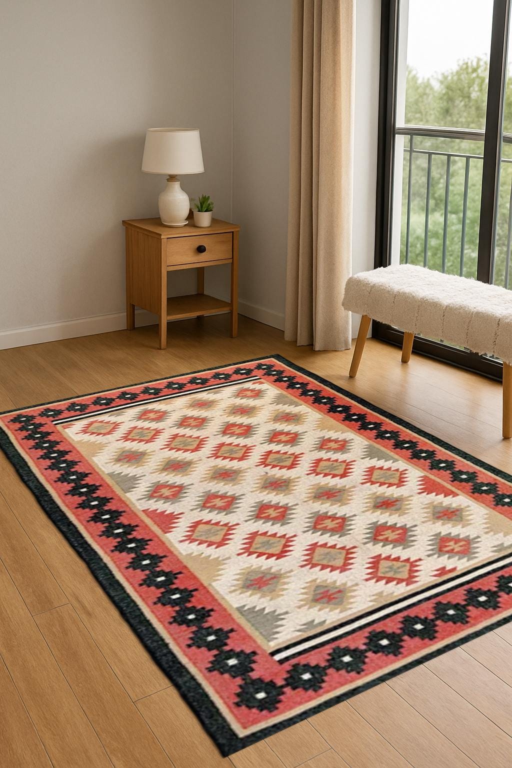 Flatweave Jute & Wool Kilim Dhurrie Rug | Antique Rug | Modern Boho Living Room Rug | Christmas Decor | Bedroom Floor Carpet