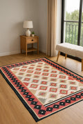 Flatweave Jute & Wool Kilim Dhurrie Rug | Antique Rug | Modern Boho Living Room Rug | Christmas Decor | Bedroom Floor Carpet