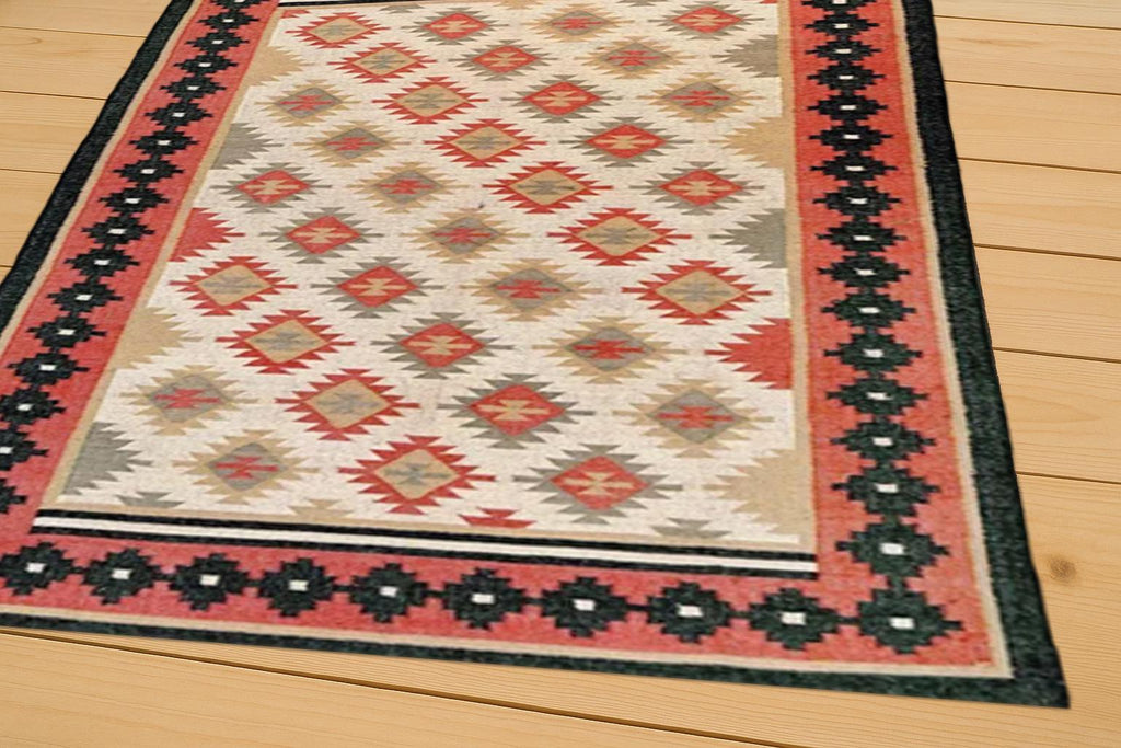 Flatweave Jute & Wool Kilim Dhurrie Rug | Antique Rug | Modern Boho Living Room Rug | Christmas Decor | Bedroom Floor Carpet
