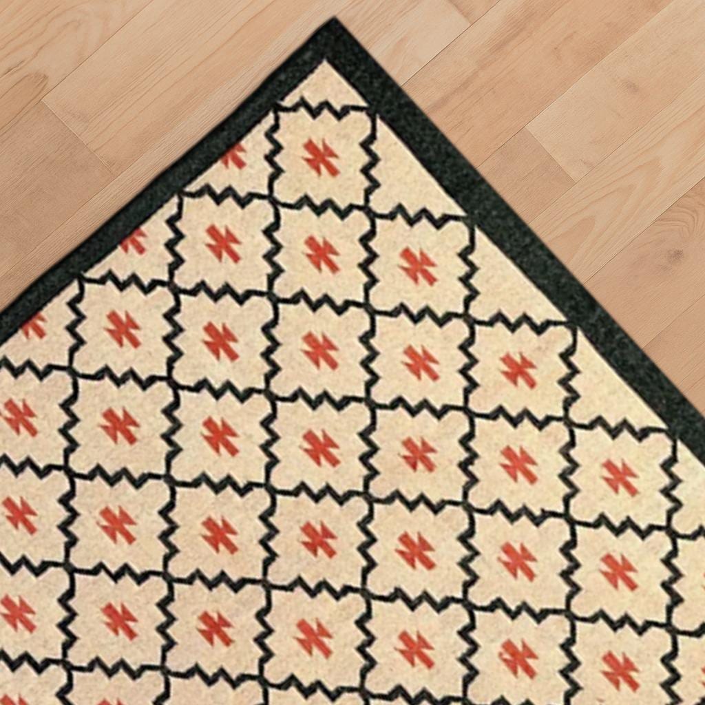 Jute and Wool Kilim Dhurrie Rug | Farmhouse Living Room Decor | Bohemian kilim Rug | Turkish Kilim Rug | Minimalist Kilim Dhurrie