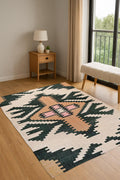 Handwoven Jute Kilim Rug – Natural Boho Area Rug for Living Room or Bedroom