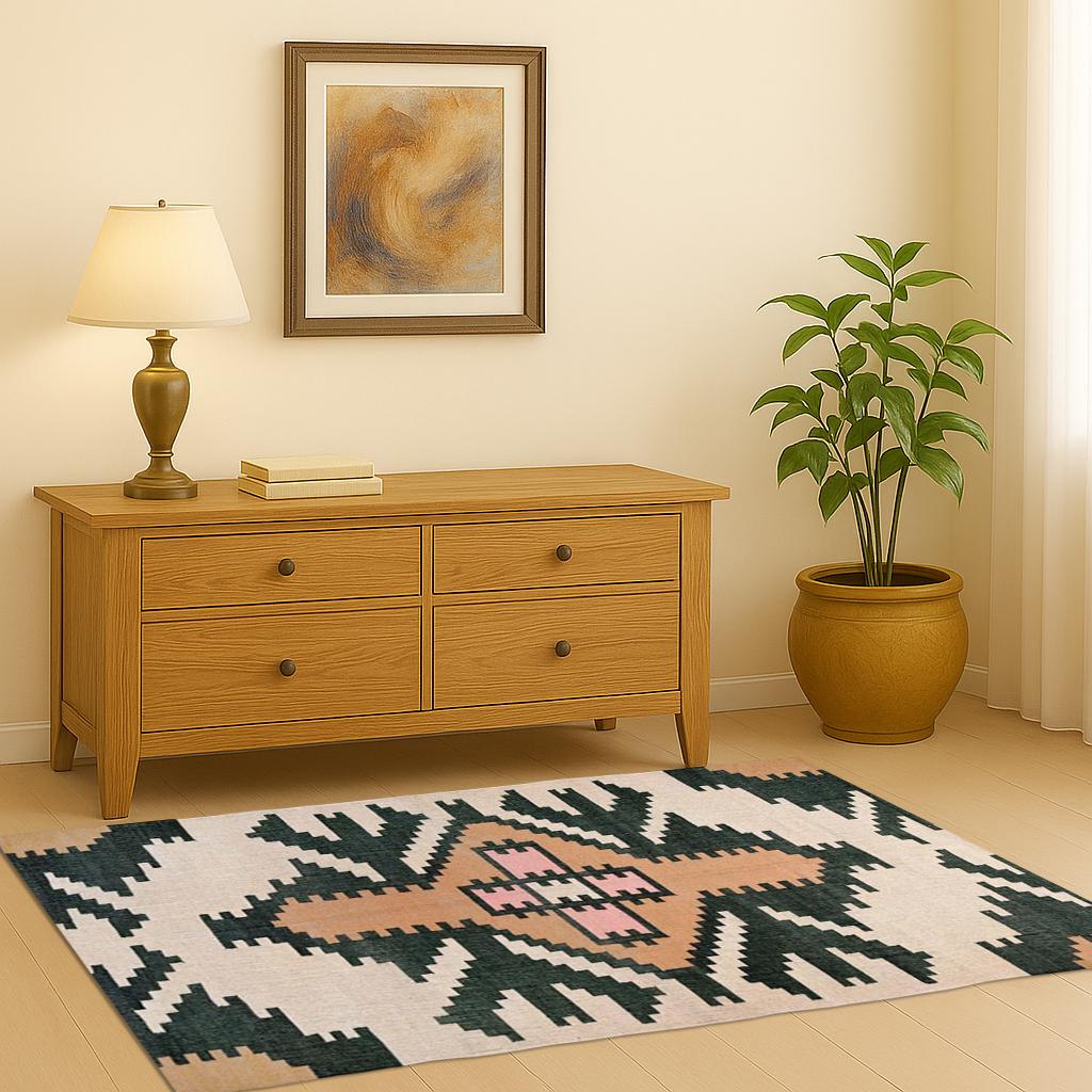 Handwoven Jute Kilim Rug – Natural Boho Area Rug for Living Room or Bedroom