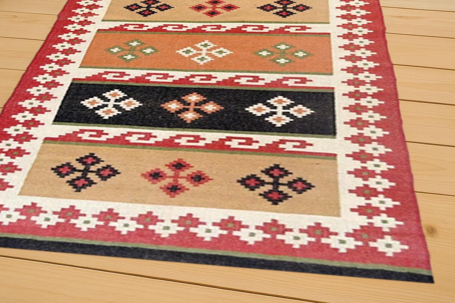 Boho Kilim Jute Rug | Handwoven Natural Fiber Rug | Neutral Farmhouse Area Carpet | Vintage-Style Kilim Jute Rug | Rustic Handwoven Carpet