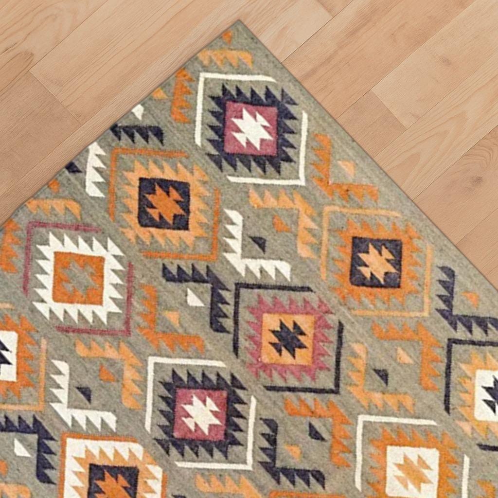 Boho Natural Area Rug | Eco-Friendly Farmhouse Carpet | Rustic Living Room Decor | Rustic Handwoven Carpet | Natural Jute Kilim Rug