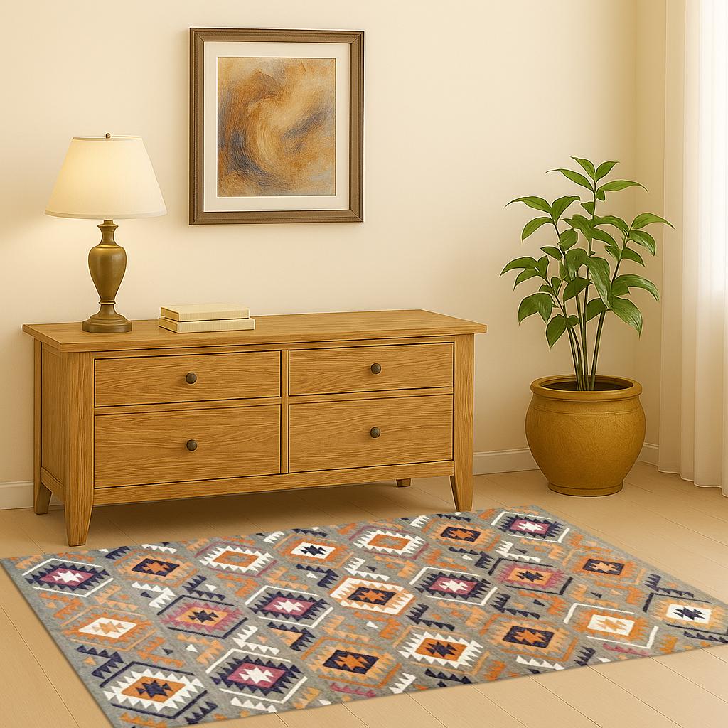 Boho Natural Area Rug | Eco-Friendly Farmhouse Carpet | Rustic Living Room Decor | Rustic Handwoven Carpet | Natural Jute Kilim Rug