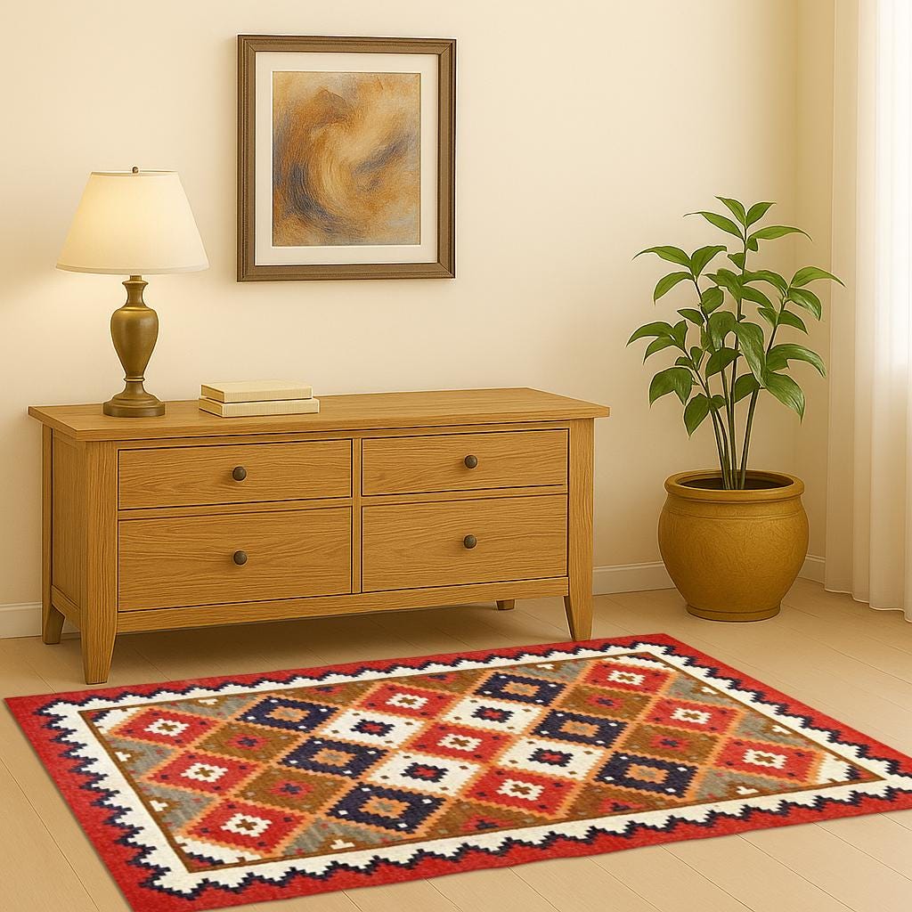 Natural Jute Kilim Rug – Handmade Flatweave Area Rug | Rustic Farmhouse Carpet | Eco Home Decor Rug |Handwoven Flatweave Carpet |Natural Rug