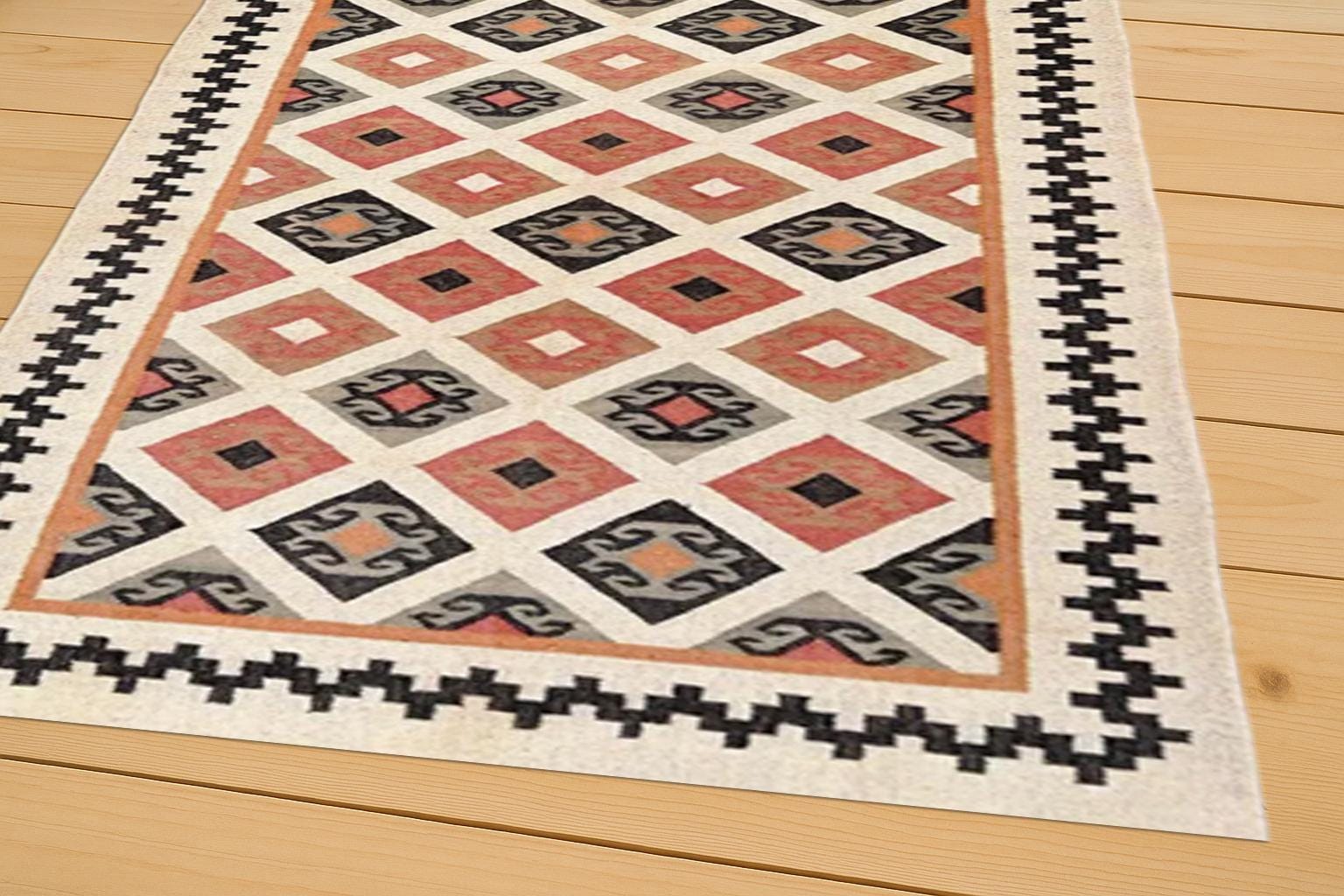 Vintage-Inspired Jute Kilim Rug| Handwoven Flatweave Carpet |Tribal Pattern Natural Rug |Sustainable Boho Decor Rug |Rustic Farmhouse Carpet